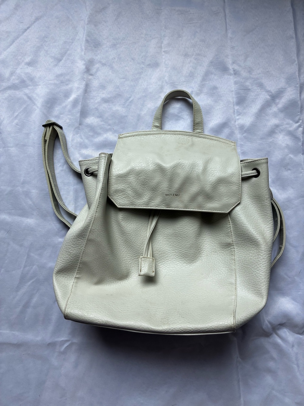 Matt & Nat Cream Drawstring Flap Backpack - Picture 2 of 4